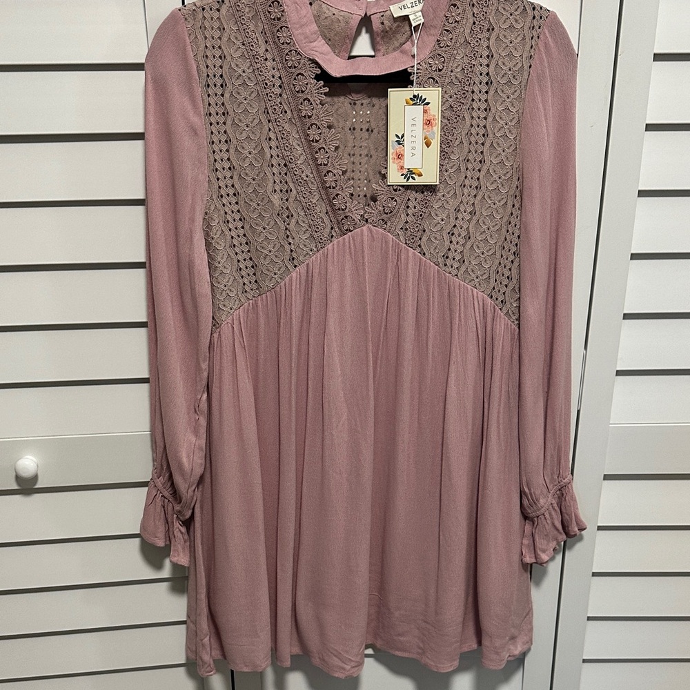 Velzera Pink Lace Detail Blouse